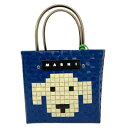 【中古】未使用品 マルニ MARNI カゴバック ストローバッグ アニマルバスケット ドッグ 青 ブルー 白 ホワイト レディース 【ベクトル 古着】 2505...