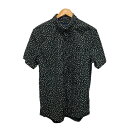 【中古】アメリカン・イーグル AMERICAN EAGLE シャツ 半袖 総柄 M 黒 ブラック 白 ホワイト メンズ 【ベクトル 古着】 250530(4)