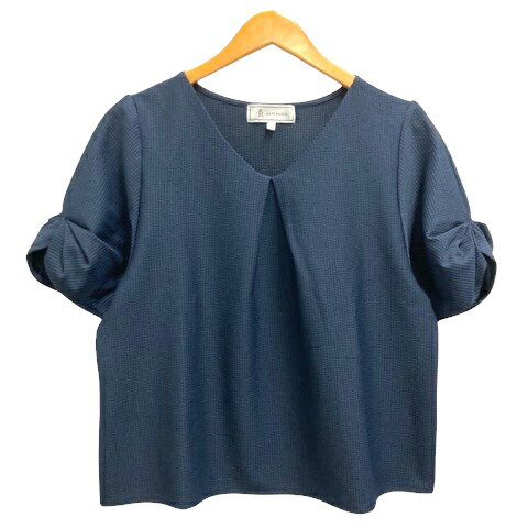 【中古】ロペピクニック ROPE Picnic ブラウス カットソー タック Vネック 半袖 38 紺 ネイビー レディース 【ベクトル 古着】 250612(4)