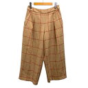 【中古】シビラ SYBILLA ワイドパンツ タック クロップド丈 ステッチ ウール 総柄 М キャメル 赤 レッド レディース 【ベクトル 古着】 250630