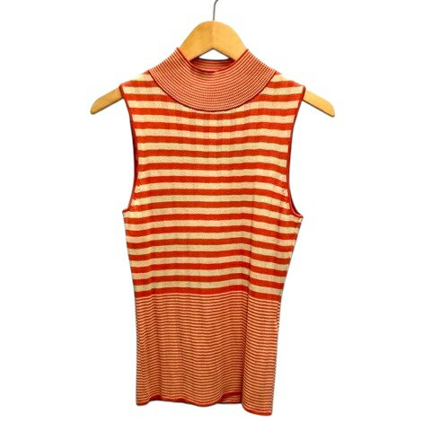 【中古】未使用品 トラサルディ TRUSSARDI ニット セーター モックネック ボーダー ノースリーブ 40 オレンジ ベージュ レディース 【ベクトル 古着】 250710 【中古】未使用品 トラサルディ TRUSSARDI ニット セーター モックネック ボーダー ノースリーブ 40 オレンジ ベージュ レディース 【ベクトル 古着】 250710