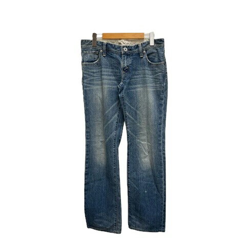【中古】リーバイス Levi's デニム ジーンズ ウォッシュ加工 ストレート パッチ W26 L32 インディゴブルー レディース 【ベクトル 古着】 250623