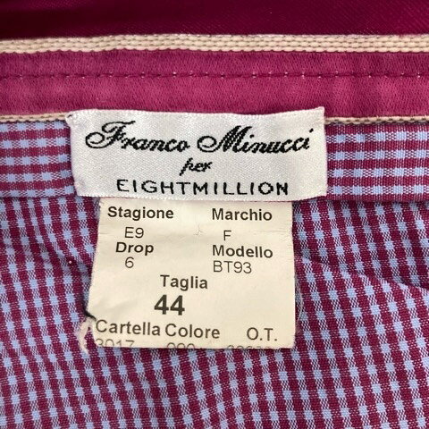 【中古】フランコミヌッチ Franco Minucci ショートパンツ 半ズボン ストレッチ 裏地チェック 無地 44 ピンク メンズ 【ベクトル 古着】 250917