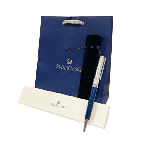 【中古】スワロフスキー SWAROVSKI 筆記用具 文房具 ステーショナリー ボールペン ペン クリスタル ダークブルー シルバー レディース 【ベクトル 古着】 250826