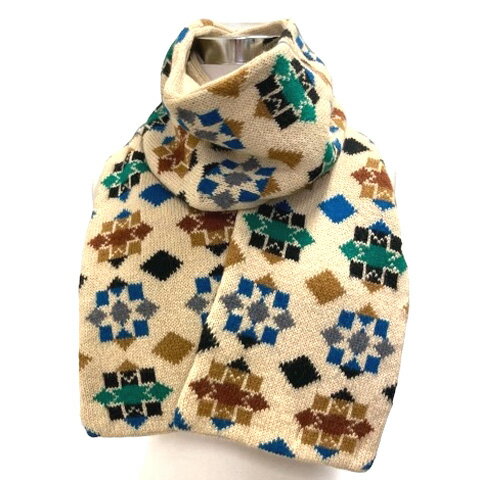 【中古】スタジオブイ STUDIO V by IRIE マフラー ストール ノルディック柄 総柄 ベージュ マルチカラー 【ベクトル 古着】 250902(4)