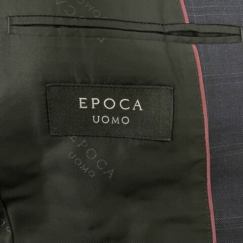 【中古】エポカ ウォモ EPOCA UOMO スーツ セットアップ フォーマル ジャケット 長袖 パンツ チェック コットン 日本製 46 紺 ネイビー メンズ 【ベクトル 古着】 251026