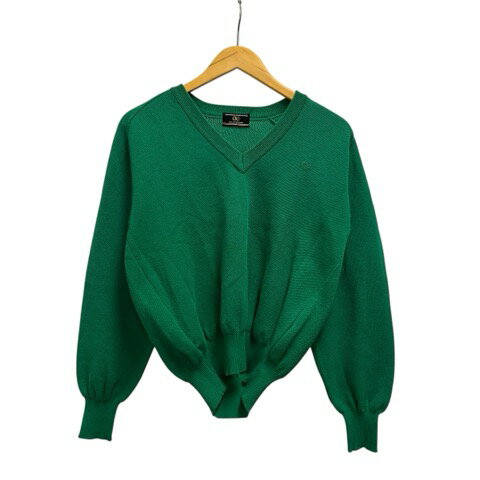 【中古】ダンロップ DUNLOP ゴルフウエア ニット セーター 長袖 Vネック 無地 緑 グリーン レディース ..