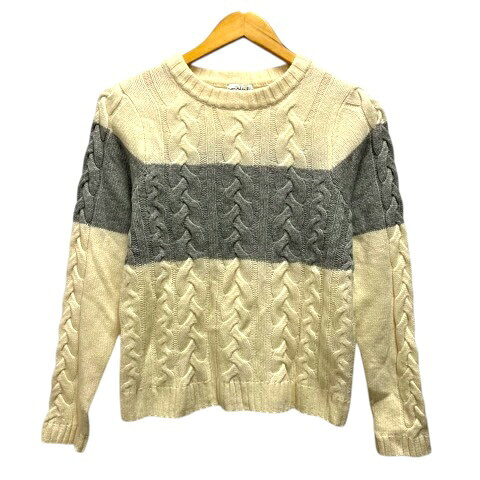【中古】未使用品 アンレクレ en recre ケーブルニット セーター クルーネック カシミヤ混 長袖 2 白 ホワイト グレー レディース 【ベクトル 古着】 251118