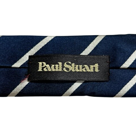 【中古】ポールスチュアート PAUL STUART ネクタイ ワイドタイ 総柄 ストライプ 絹 シルク 光沢 紺 ネイビー 白 ホワイト メンズ 【ベクトル 古着】 260201 3
