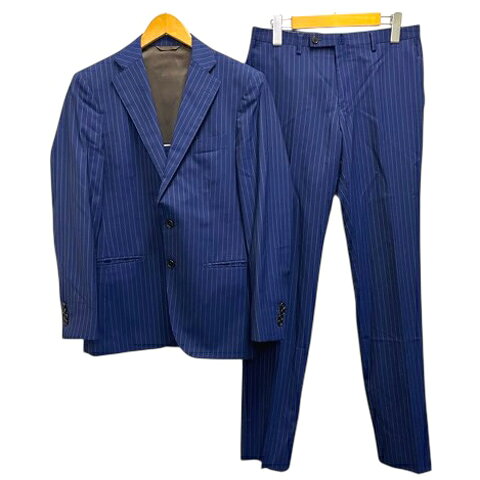 【中古】ミスタージュンコ Mr.JUNKO スーツ セットアップ シングル ジャケット パンツ ストライプ ウール混 YA5 紺 ネイビー メンズ 【ベクトル 古着】 260317