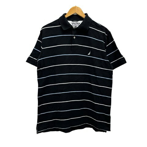 乐天商城 - 【中古】ノーティカ NAUTICA ポロシャツ カットソー ボーダー 半袖 M 紺 ネイビー メンズ 【ベクトル 古着】 260413