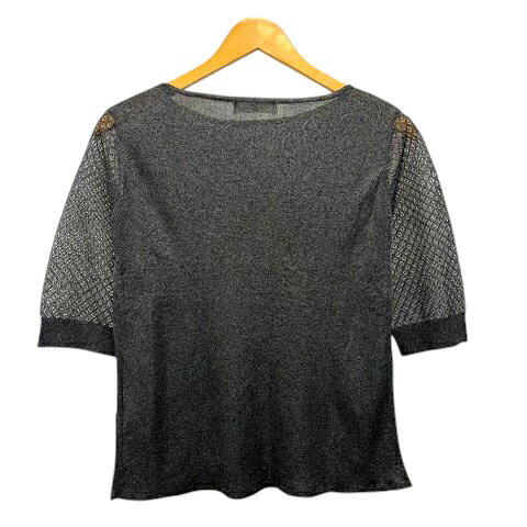 【中古】プールトレファム Pour Tres Femme カットソー クルーネック ラメ クロシェ 半袖 L チャコールグレー レディース 【ベクトル 古着】 260501 vectorpremium-19067647 ブランド古着ベクトルプレミアム店 サンプル画像2