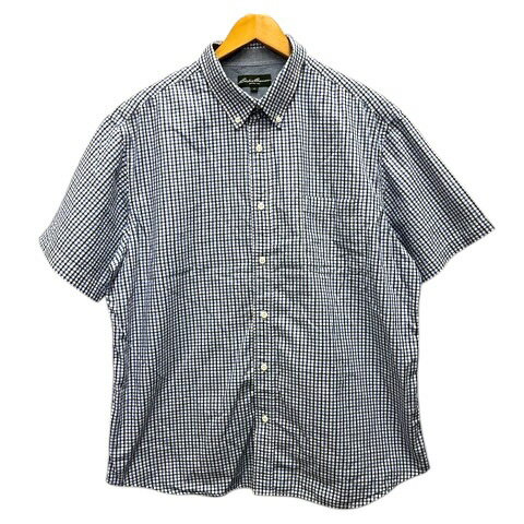 樂天商城 - 【中古】エディーバウアー EDDIE BAUER カジュアルシャツ ボタンダウン コットン チェック柄 半袖 XL 青 ブルー メンズ 【ベクトル 古着】 260513