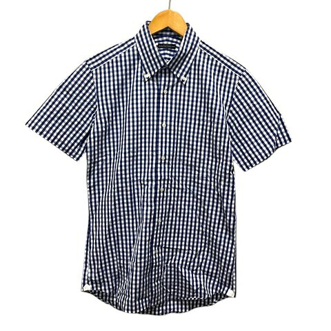 【中古】麻布テーラー azabu tailor シャツ カジュアルシャツ ボタンダウン コットン チェック 半袖 М 青 ブルー メンズ 【ベクトル 古着】 260701