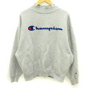 【中古】チャンピオン CHAMPION トレーナー スウェット 裏起毛 モックネック 長袖 ロゴ C3-Q033 グレー M トップス レディース 【ベクトル 古着】 240118