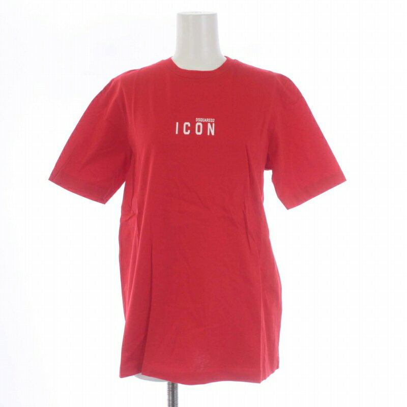 【中古】未使用品 ディースクエアード DSQUARED2 タグ付き Icon Mini Logo T-Shirt Renny Fit S80GC0009 ミニロゴ Tシャツ カットソー 半袖 プリント コットン 赤 レッド S レディース 【ベクトル 古着】 240514