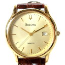 【中古】ブローバ BULOVA アンティーク 腕時計 デイト クォーツ アナログ 53801 ゴールドカラー メンズ 【ベクトル 古着】 241024(2)