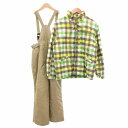 【中古】オーシャンパシフィック OCEAN PACIFIC スキーウェアセットアップ スノーボード ジャケット オーバーオール ジップアップ チェック柄 150...