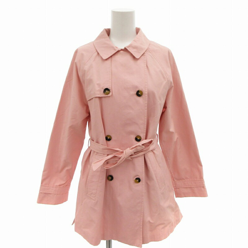 【中古】ザラ ZARA OUTERWEAR DIVISION トレンチコート ジャケット ダブル ベルト付 ショート丈 13/14 ピンク /FF レディース 【ベクトル 古着】 250218