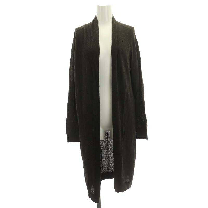 【中古】セオリー Theory ASHTRYニットカーディガン 長袖 ロング アルパカ ウール混 S ダークブラウン ■OS レディース 【ベクトル 古着】 250329