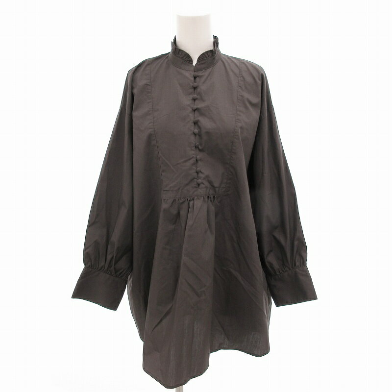 【中古】ビームスハート BEAMS HEART 美品 ネックフリル チュニックシャツ ブラウス スタンドカラー 長袖 グレー 43-11-0072-286 /FF ■GY14 レディース 【ベクトル 古着】 250302