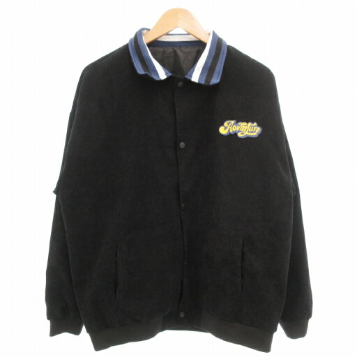 【中古】MGU エクステンド コーデュロイジャケット ブルゾン ジップアップ プリント XL 黒 ブラック /GV レディース 【ベクトル 古着】 250512 【中古】MGU エクステンド コーデュロイジャケット ブルゾン ジップアップ プリント XL 黒 ブラック /GV レディース 【ベクトル 古着】 250512
