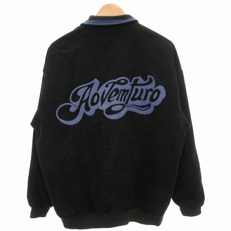 【中古】MGU エクステンド コーデュロイジャケット ブルゾン ジップアップ プリント XL 黒 ブラック /GV レディース 【ベクトル 古着】 250512