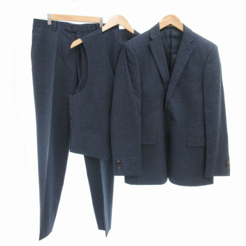 【中古】パーソンズ PERSON'S 3Pスーツ スリーピース ジャケット シングル 総裏地 パンツ ベスト 紺 ネイビー /UD ■GY99 メンズ 【ベクトル 古着】 250519