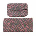 【中古】印傳屋 INDEN‐YA INDENYA メガネケース ペンケース ティッシュカバー 2点セット がま口 小桜柄 黒地 赤漆 /UO ■GY99 レディ...