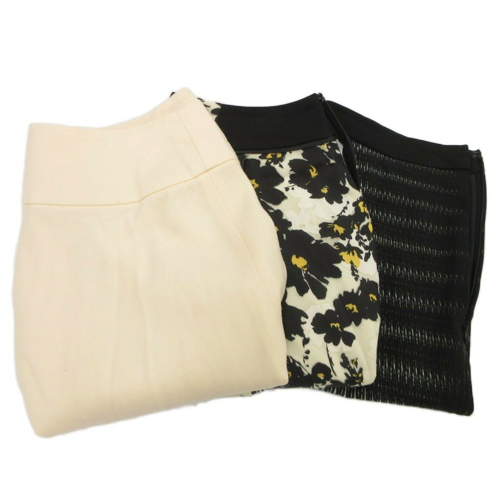 【中古】ケティ KETTY 3点セット フレアスカート 総柄 ひざ丈 2 M 黒 ブラック アイボリー /AE レディース 【ベクトル 古着】 250831