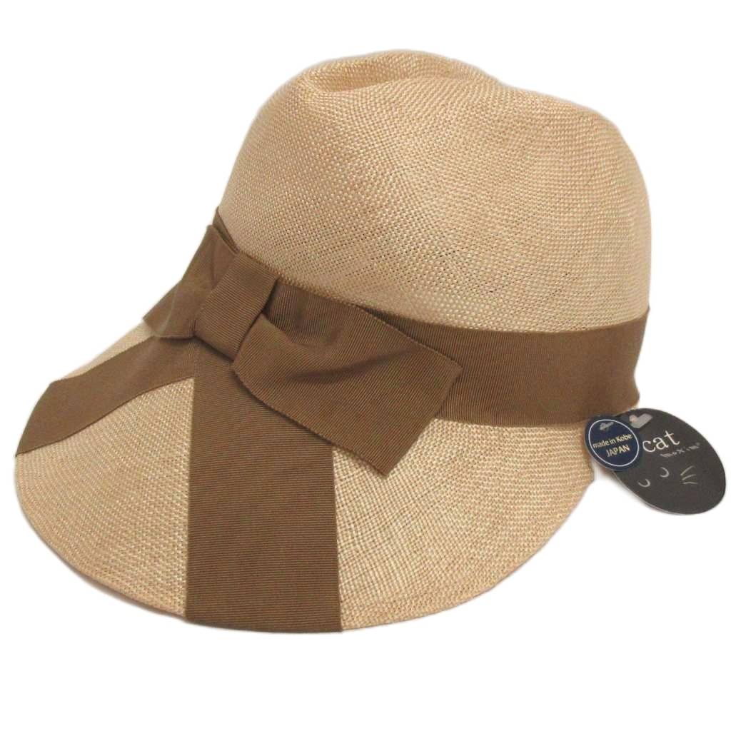【中古】未使用品 マキシン MAXIM Scat タグ付き ストローハット リボン 帽子 ナチュラル ブラウン レディース 【ベクトル 古着】 250819