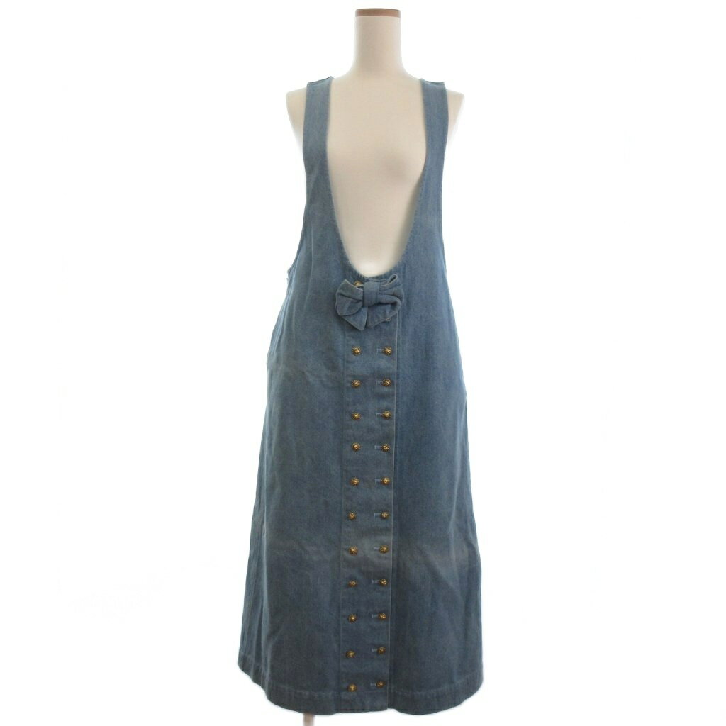 【中古】ピンクハウス PINK HOUSE デニム ジャンパースカート ロング ワンピース ライトブルー ■ECT レディース 【ベクトル 古着】 251006