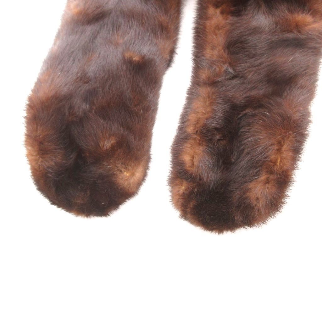 【中古】ノーブランド ティペット マフラー リアルファー ダークミンク 茶 ブラウ...