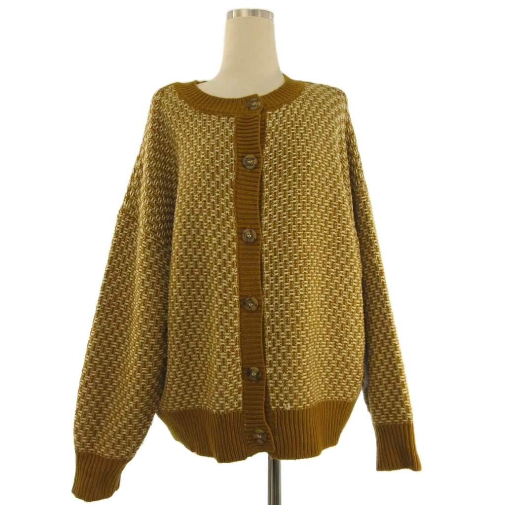 Rakuten - 【中古】レトロガール RETRO GIRL ニット カーディガン ジャケット ビッグシルエット ホワイト マスタードイエロー ■GY56 レディース 【ベクトル 古着】 260211