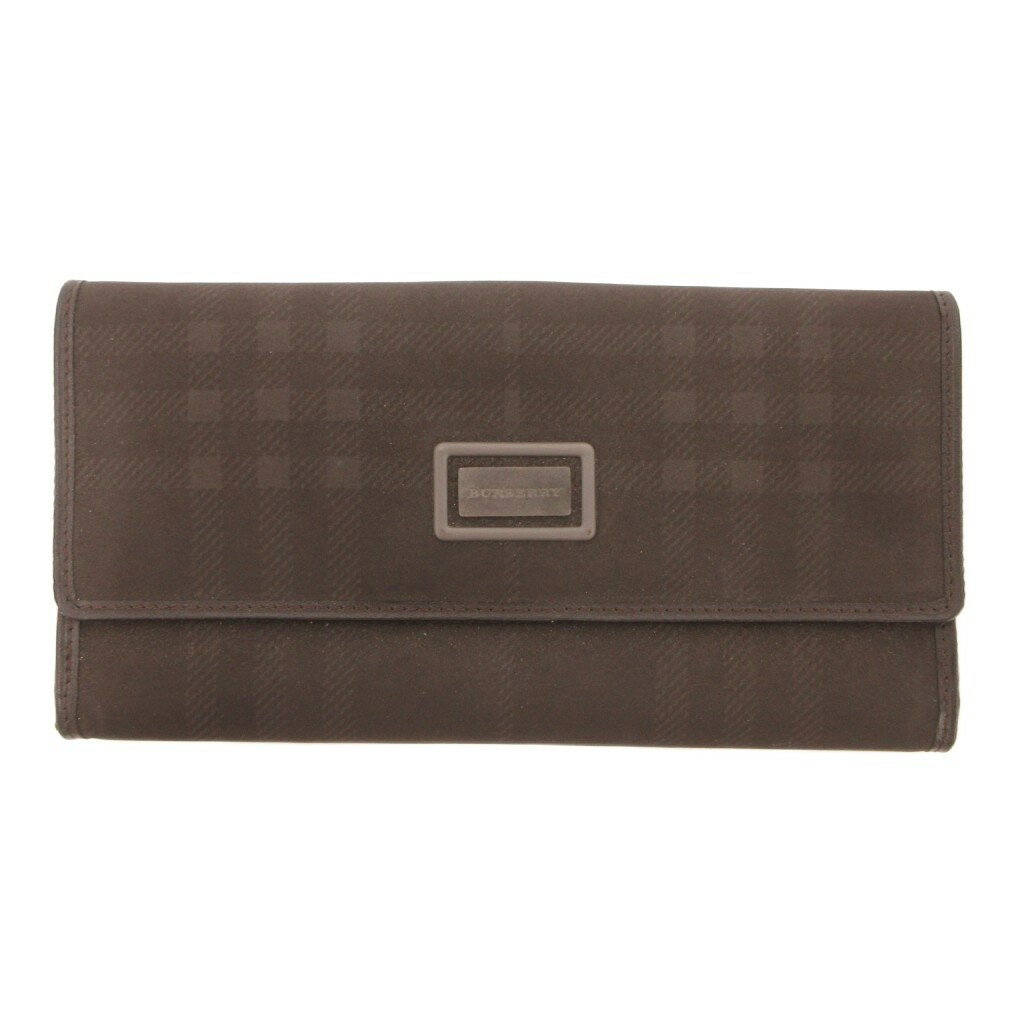 【中古】バーバリー BURBERRY 長財布 ロングウォレット フラップ チェック柄 ダークブラウン /JS ■GY メンズ 【ベクトル 古着】 260503