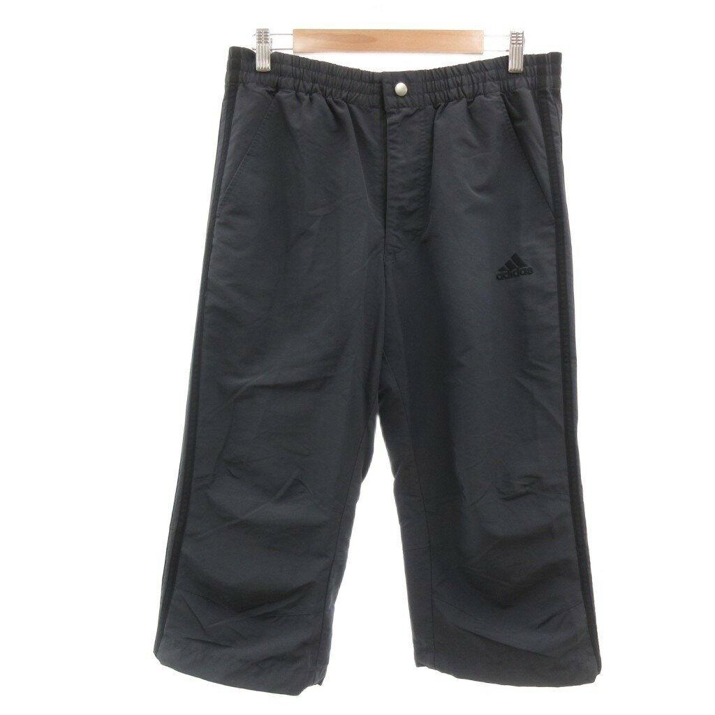 Rakuten - 【中古】アディダス adidas パンツ L グレー 黒 ブラック ハーフ丈 ゴムウエスト サイドライン /ML メンズ 【ベクトル 古着】 260422
