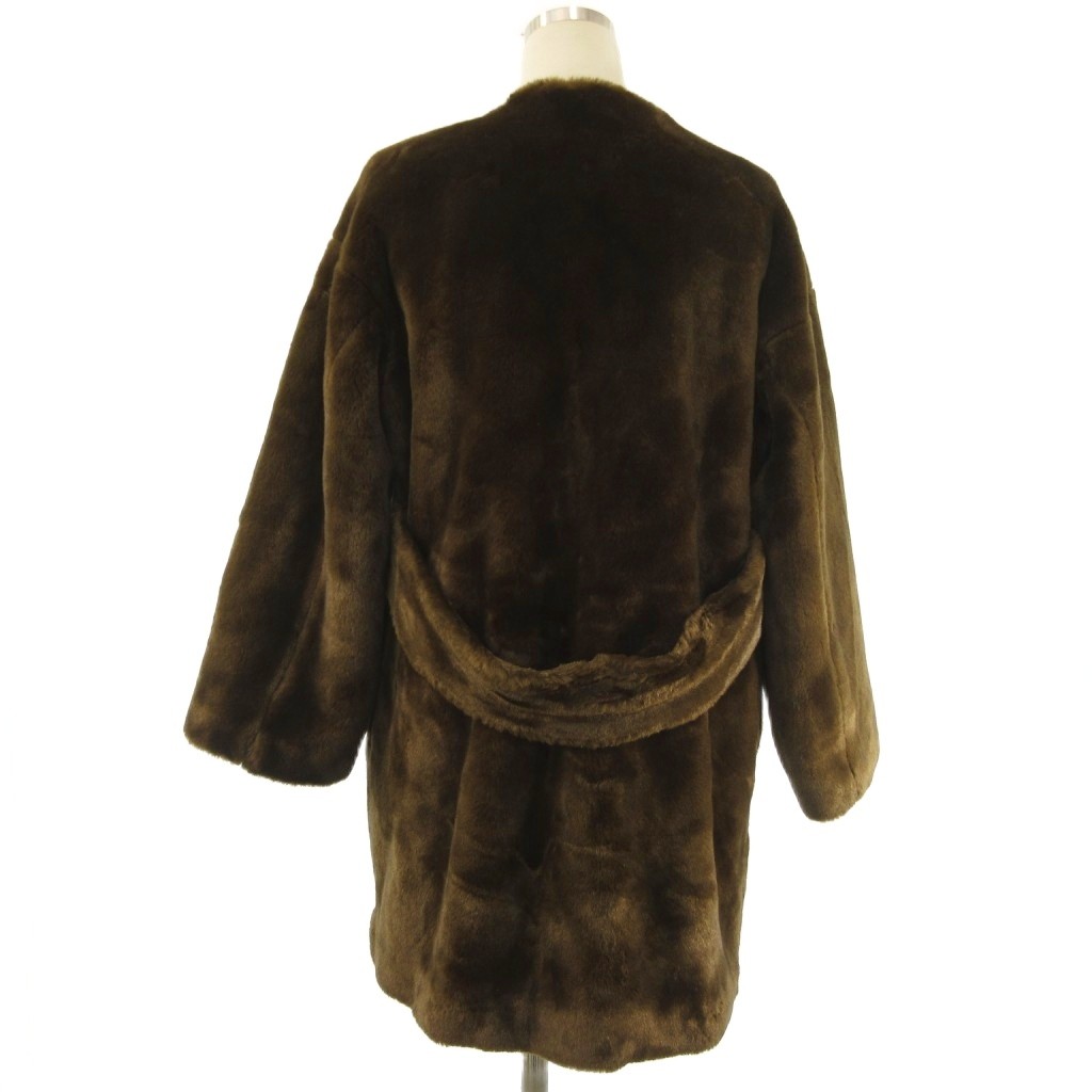 【中古】ミラオーウェン Mila Owen コート エコファー ノーカラー ミディ丈 ブラウン 0 ■GY47 レディース 【ベクトル 古着】 260427 vectorpremium-19054274 ブランド古着ベクトルプレミアム店 サンプル画像3