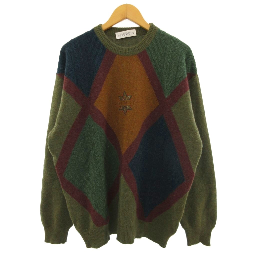 【中古】ジバンシィ GIVENCHY GENTLEMAN ジェントルマン ヴィンテージ ニット セーター グリーン M ■GY09 メンズ 【ベクトル 古着】 260730