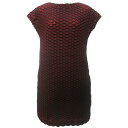 【中古】イッセイミヤケ ISSEY MIYAKE 15AW プレタポルテコレクション スチーム3D ストレッチ ワンピース ドレス プリーツ 立体 半袖 アーカイブ IM54FH513 黒 ブラック 赤 レッド 2 約M 1126 レディース 【ベクトル 古着】 241129(4)