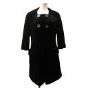 【中古】ベロアノワール バイ フォクシー ニューヨーク VELOUR NOIR by FOXEY NEW YORK 美品 クッションベロア 中綿コート ジャケット ダブルブレスト ロング 黒 ブラック 40 約Mサイズ IBO67 0308 レディース 【ベクトル 古着】 250309