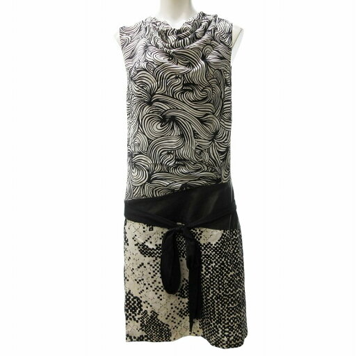 【中古】ダイアンフォンファステンバーグ DIANE von FURSTENBERG シルク ワンピース 総柄 ロング 白 ホワイト レザー切替 黒 ブラック 0422 2 約M IBO69 レディース 【ベクトル 古着】 250422 【中古】ダイアンフォンファステンバーグ DIANE von FURSTENBERG シルク ワンピース 総柄 ロング 白 ホワイト レザー切替 黒 ブラック 0422 2 約M IBO69 レディース 【ベクトル 古着】 250422