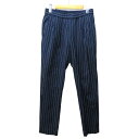 【中古】ドレステリア DRESSTERIOR ピンストライプ ハイウエスト ワイドパンツ イージーパンツ スラックス 紺 ネイビー 36 約S STK