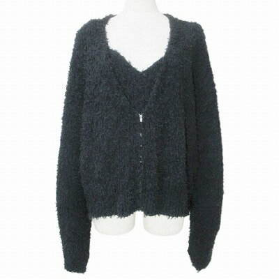 【中古】マノフ MANOF クラネ BUSTIER SET KNIT CARDIGAN カーディガン ビスチェ 88106-2042 アンサンブルニット 長袖 厚手 ジップアップ M 黒 ブラック IBO71 X レディース 【ベクトル 古着】 250517