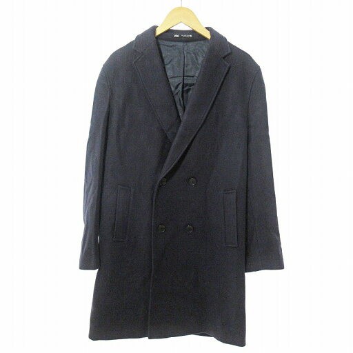 【中古】ザラ ZARA ダブル チェスターコート ジャケット ウール L 紺 ネイビー 0603 メンズ 【ベクトル 古着】 250603 【中古】ザラ ZARA ダブル チェスターコート ジャケット ウール L 紺 ネイビー 0603 メンズ 【ベクトル 古着】 250603