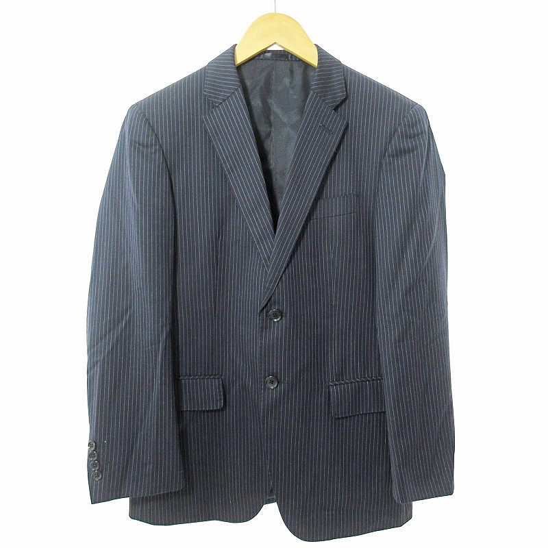 【中古】ルシック Le CHIC super'100s ストライプ セットアップ スーツ ウール A5 紺 ネイビー 0602 メンズ 【ベクトル 古着】 250602