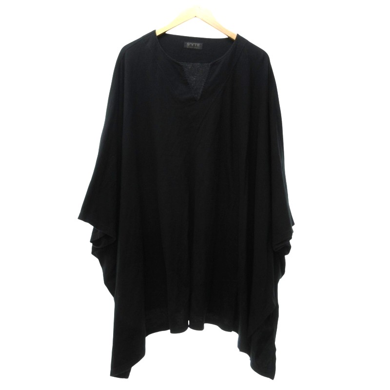【中古】サイト s'yte ヨウジヤマモト Tシャツ カットソー Vネック 半袖 変形デザイン 黒 ブラック 3 約L IBO73 0602 メンズ レディース 【ベクトル 古着】 250604