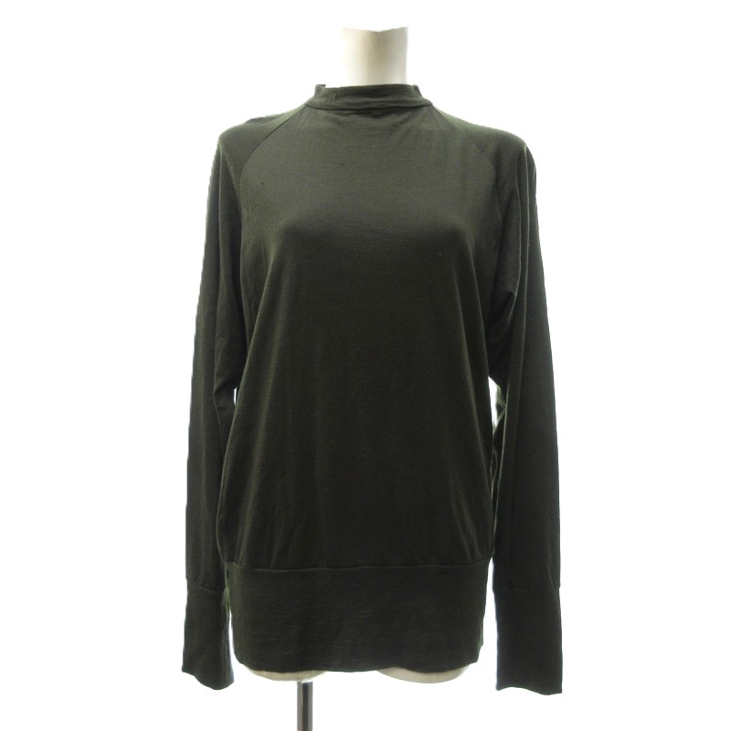 【中古】ヨウジヤマモト YOHJI YAMAMOTO ウール カットソー 長袖 背面ジップ モスグリーン 緑系 3 約Mサイズ IBO73 0531 レディース 【ベクトル 古着】 250531