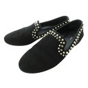 【中古】未使用品 ジュゼッペザノッティデザイン GIUSEPPE ZANOTTI DESIGN ローファー スリッポン スタッズ ビブラムソール スエード 黒 ...