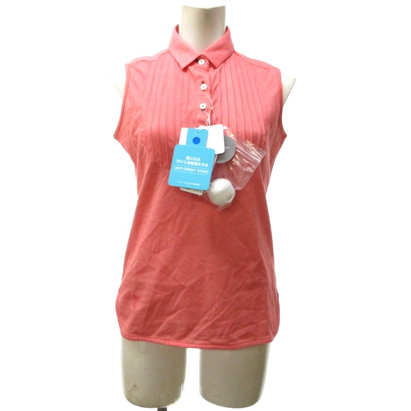 【中古】未使用品 ASHWORTH タグ付き ポロシャツ カットソー ノースリーブ ロゴ刺繍 オレンジ M IBO73 0619 レディース 【ベクトル 古着】 250622