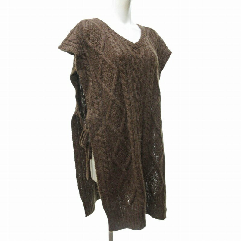 【中古】未使用品 ライト WRYHT 21AW タグ付 FISHERMAN SQUARE TOPS ケーブル ニットベスト セーター オールドジョー取扱い 212WT-KN04 茶 ブラウン 2 約M 0628 ■BL4 レディース 【ベクトル 古着】 250628(4)